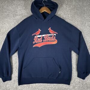 Vtg St Louis Cardinals Hoodie Mens L (Fits M) Navy Blue Russel Athletic Redbirds